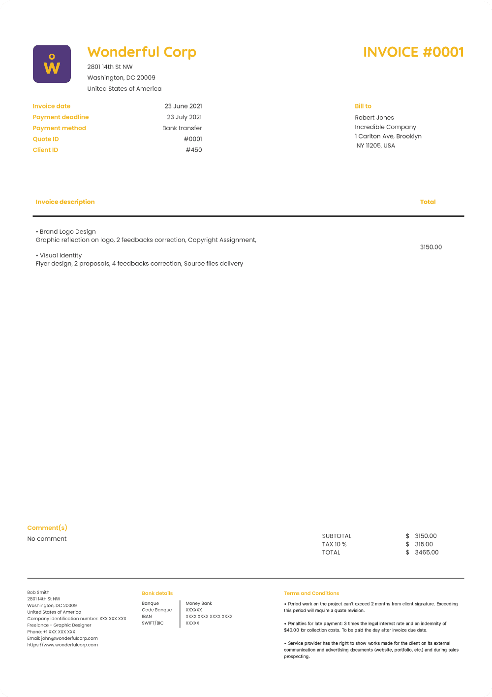 Invoice template preview